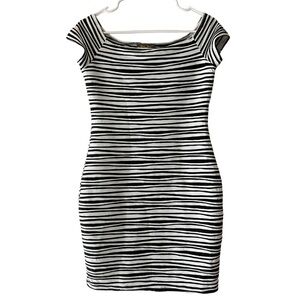 Brat Star Black & White Striped Bodycon Dress